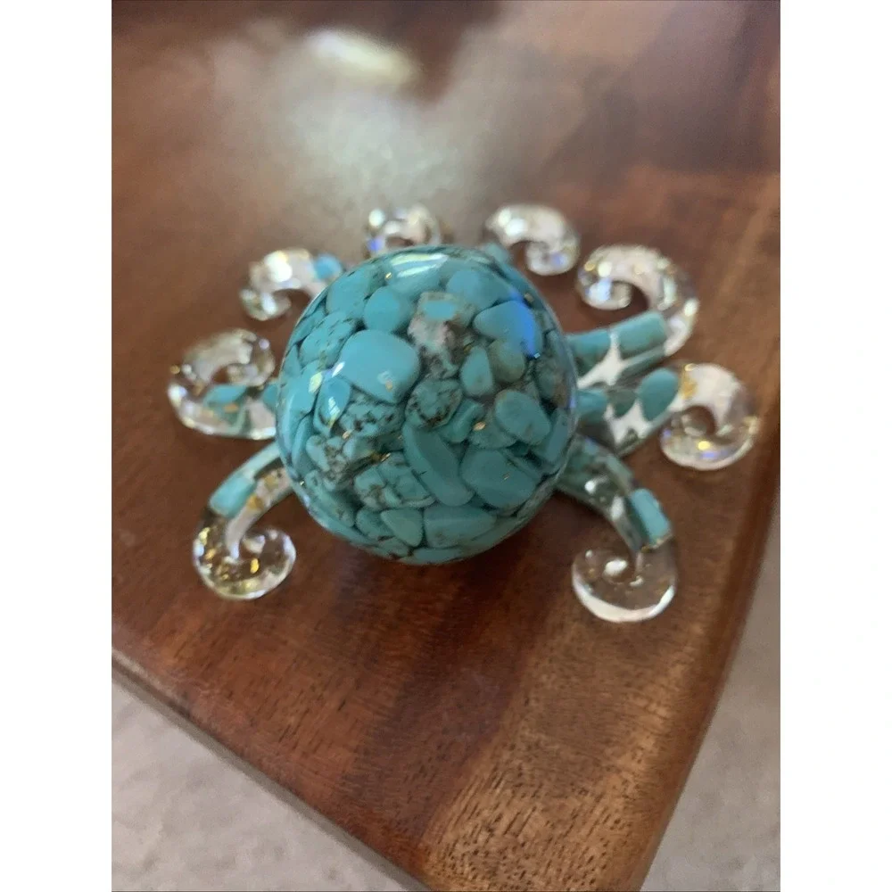 Resin Glass Octopus Paperweight Desk pet  Turquoise 4